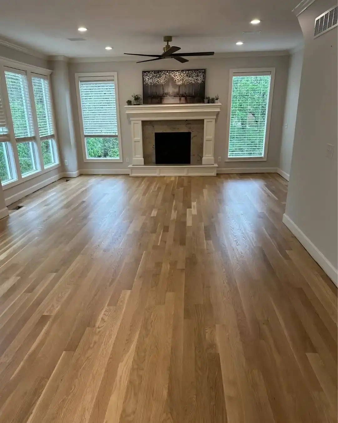 Freshly refinished hardwood floor